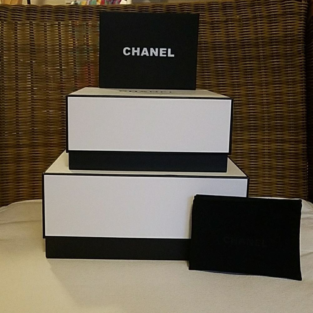 Authentic Chanel Gift Boxes x 3 + 2 storage bags